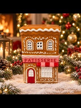 Gingerbread Patisserie Holiday Figurine - Brown and Red